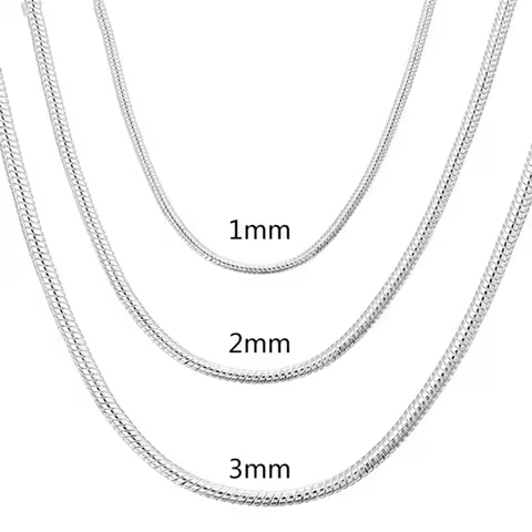 Silver solid snake chain necklace