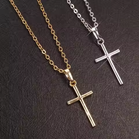 Silver Christian cross necklace