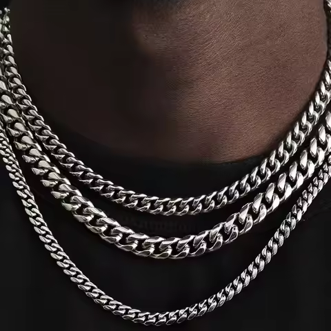 Punk stainless steel Cuban chain necklace