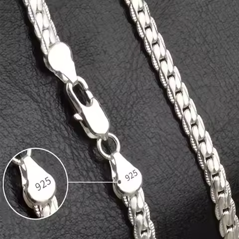 Silver color 6mm chain necklace